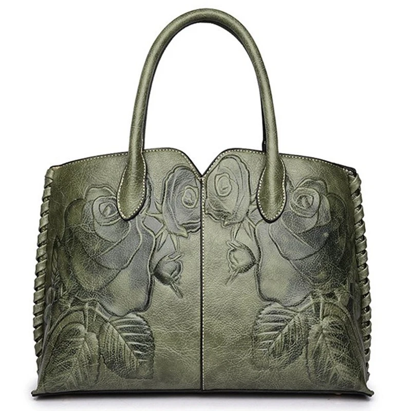 

JHD-Ladies Genuine Leather Bag For Women Luxury Handbag Female Embossed Messenger Bag Brand Totes