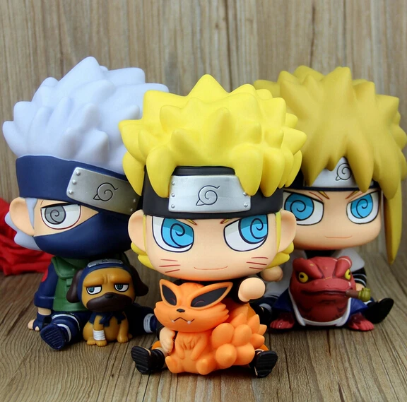 

2018 new anime naruto pvc action figure Naruto Kakashi Namikaze Minato figure Piggy bank model toy doll 16cm collection gift