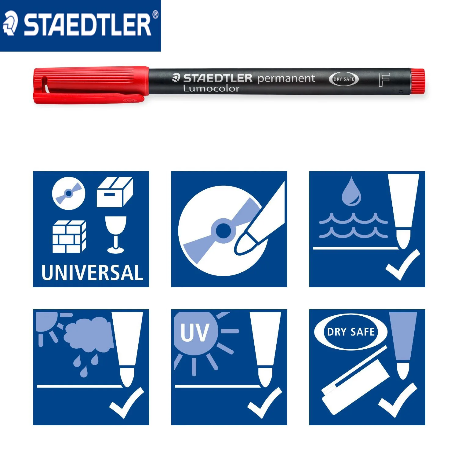 Staedtler 318-WP4 Lumocolor Перманентный маркер, ручка тонкой точки 0,6 мм, универсальные ручки краски для письма, для CD бумаги, дерева, многоцелевой