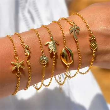 100pcs/lot Beach Bracelets gold tone Starfish Seahorse Sand Dollar Turtle Cowrie Shell Palm Tree Summer Jewelry Gift Sea Life
100pcs/lot Beach Bracelets gold tone Starfish Seahorse Sand Dollar Turtle Cowrie Shell Palm Tree Summer Jewelry Gift Sea Life