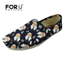 FORUDESIGNS; женская обувь на плоской подошве с рисунком медведя из мультфильма; Женская парусиновая обувь в рыбацком стиле; коллекция года; слипоны; Повседневная обувь для медсестры; sapato feminino