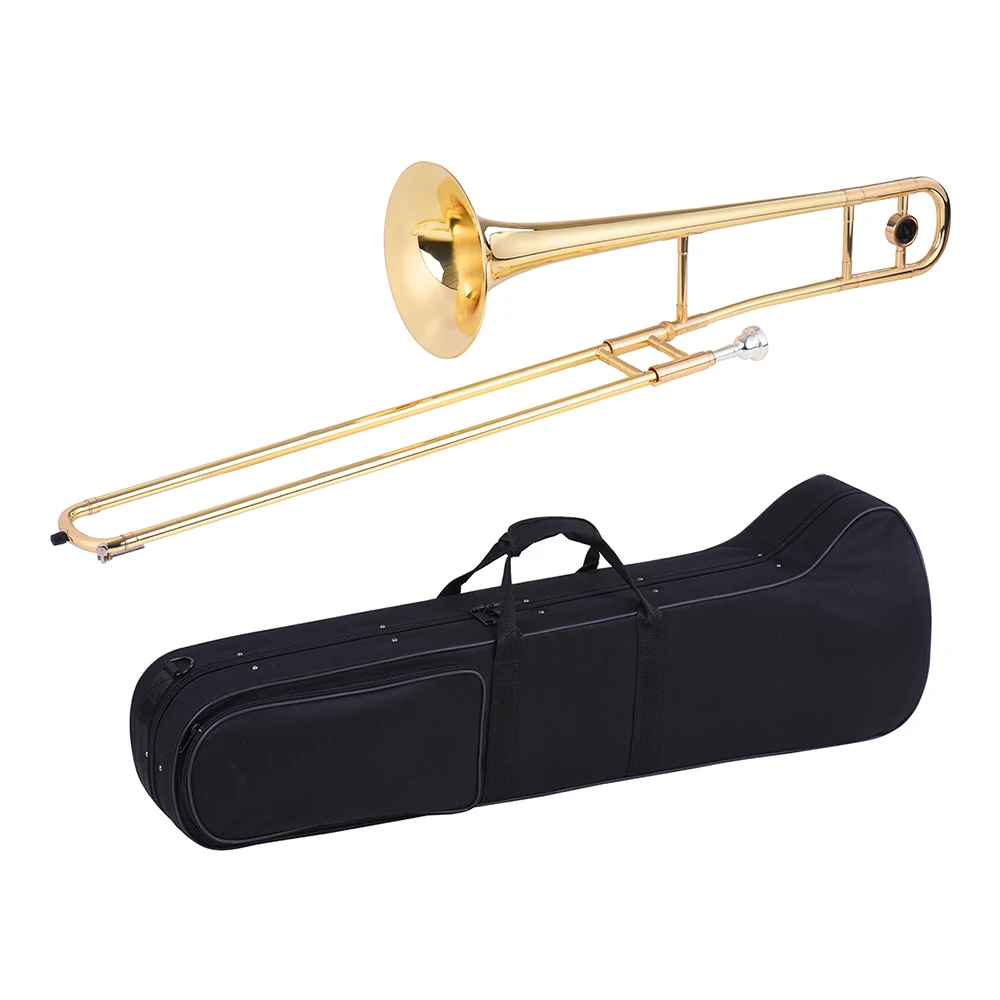 Ammoon Alto Trombone Латунь Золотой Лак Bb тон B плоский духовой инструмент с мельхиором мундштук Чистящая палка чехол