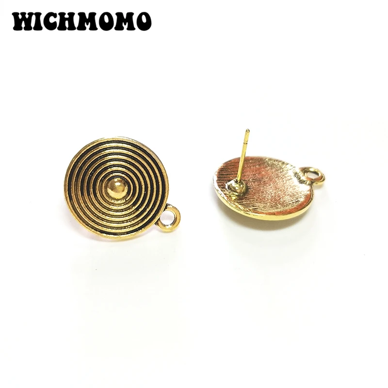 

New 10pcs 18*21MM Zinc Alloy Retro Gold Concentric Circles Earring Base Earring Connector for DIY Earrings Accessories
