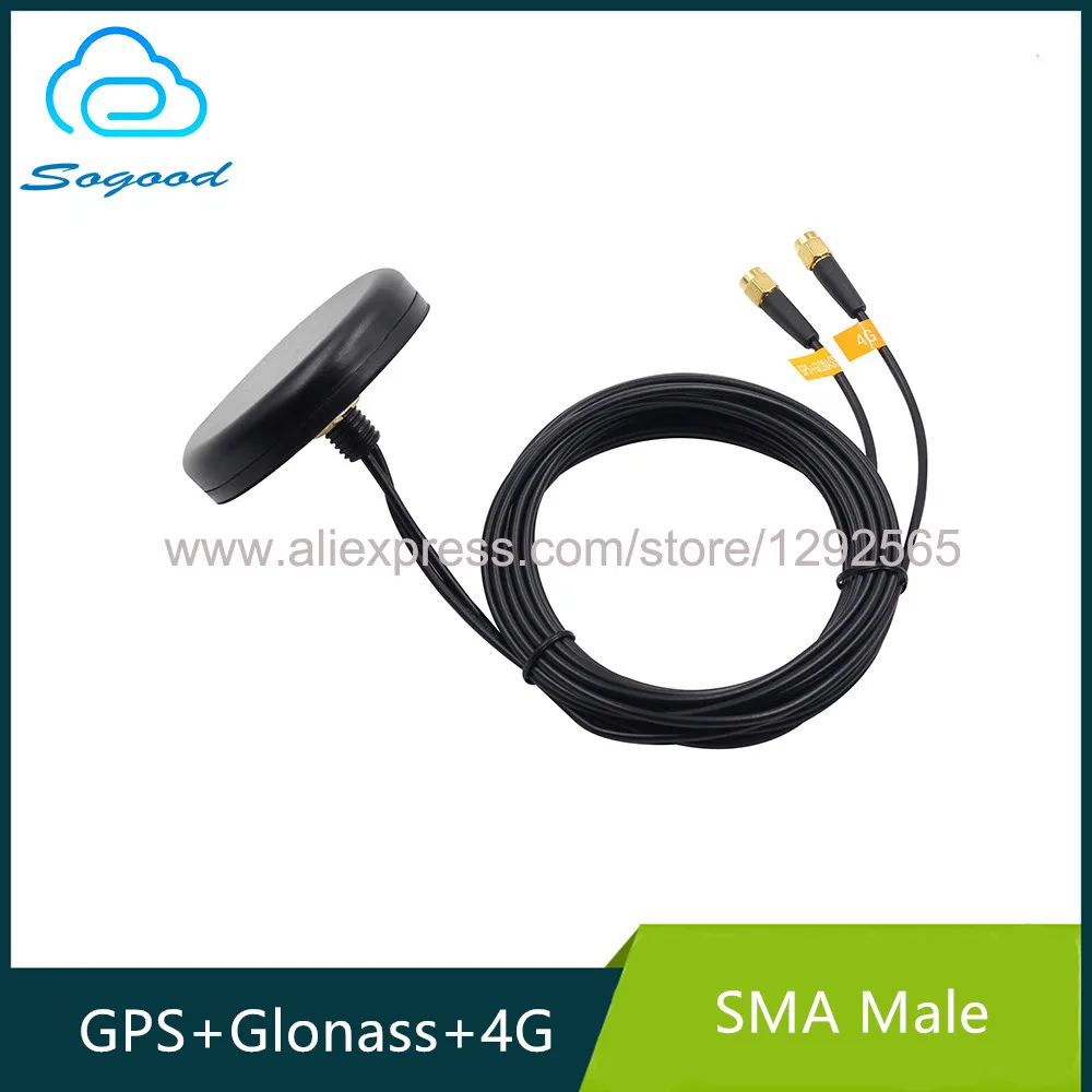

GPS+Glonass+4G combo antenna for car positioning navigation Enhanced satellite signal 3m cables for cellular and GPS connection