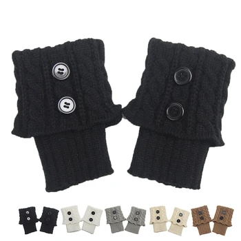 

1 Pair Fashion Women Short Button Crochet Leg Warmers Winter Fall Knit Boot Cuffs Socks Boot Warmers Boot Toppers Gaiters