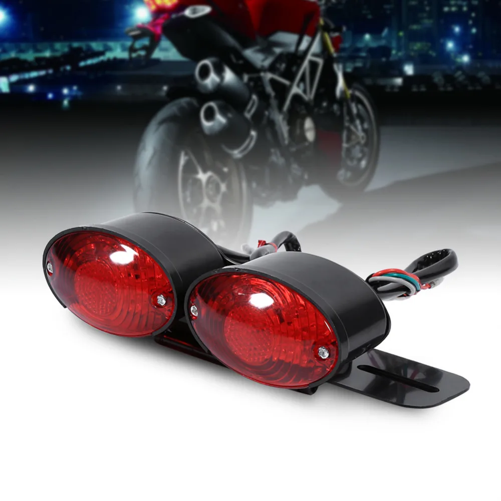 

Motorcycle Lamp Dual Cat Eye Custom License Plate Holder Rear Tail Lights Brake Light Taillight Turn Signal Lights Motocross