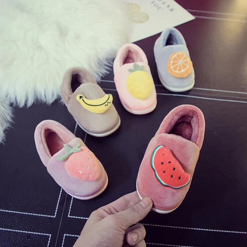

Winter Slippers Children For Boys Indoor Cotton Slipper Baby Warm Smiley Slippers Girls Flat House Guest Kids Home Shoes 2018
