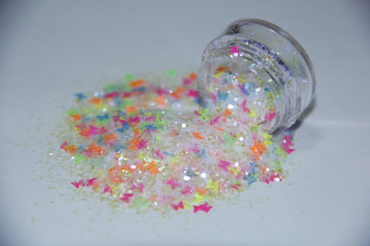 

Blue Chameleon Neon Solvent Resistant Glitter Mix Nail Polish Glitter Mix for Nail Polish and Other DIY decoration G404