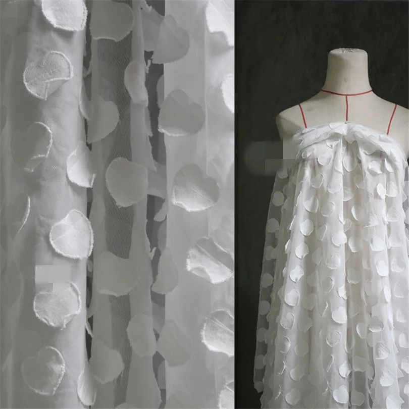 

45cm*145cm/piece Dream maker original three-dimensional fabric petals white fabric transformation chunxia dress fabric designer