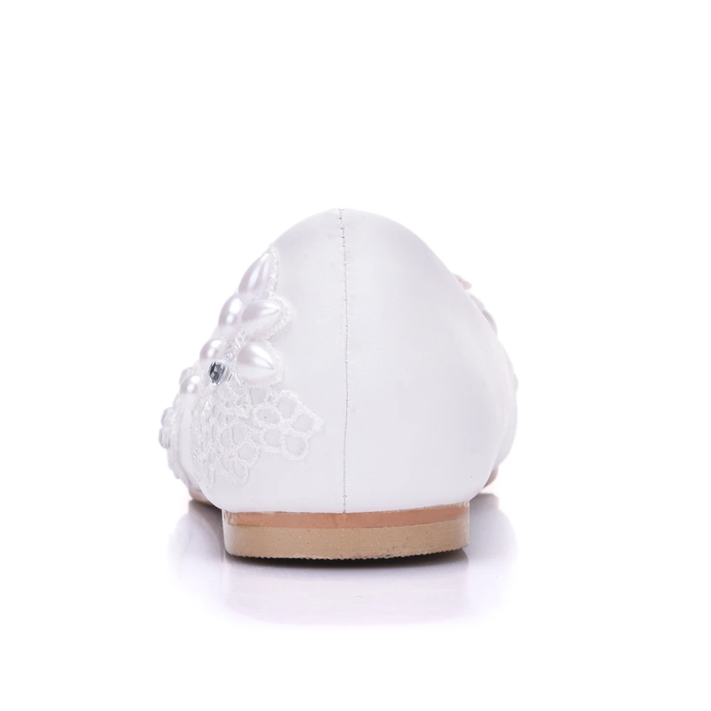 Женская обувь на плоской подошве с украшением в виде кристаллов; свадебные туфли с жемчугом стразы, Украшенные бусинами; обувь на шнуровке; белые туфли для подружки невесты