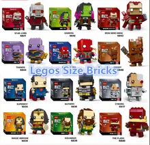 Superboy 6 pçs/lote Decool 6841-46 gamora brickheadz figuras tijolo cabeças headz modelo kits de construção de blocos