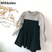 Mihkalev/модное платье с длинными рукавами для девочек; Детская осенняя одежда для детей 2-8 лет платье принцессы для девочек; костюм