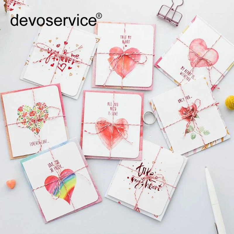 

8Pcs/Lot Creative Eternal Love Classical Style Folding Card Christmas New Year Blessing Universal Greeting Card With Envelope