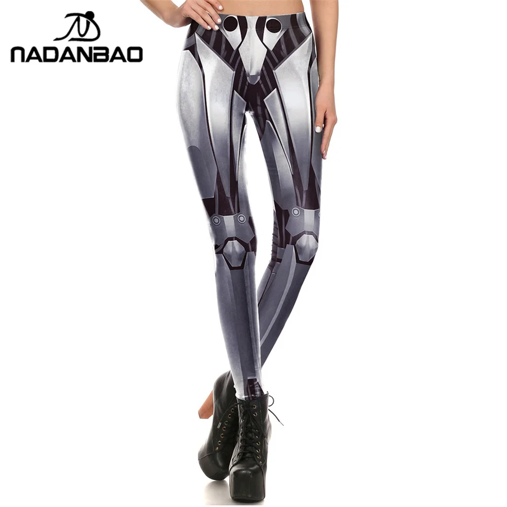 

NADANBAO Game Cosplay Women leggings Digital Print Iron METAL Armour legins Robot leggins pant legging Workout Plus Size legins