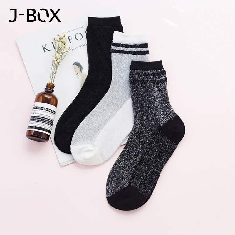 J-BOX 1 3 Pairs/lot New Fashion Women Socks Spring Schoolgirl Casual Long Happy Casual Breathable Ladies Sexy Socks women