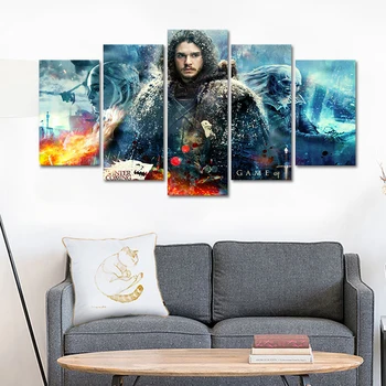 

Unframed 5 Panel Game of Thrones Series Poster HD Print Modern Home Wall Decor Canvas Painting Art for Home Decor