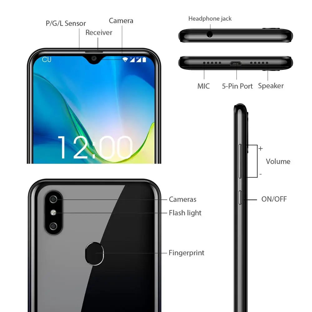 OUKITEL C15 Pro 6.088'' 4G Smartphone 3GB 32GB MT6761 Water Drop Screen 2.4G/5G WiFi Mobile Phone C15 Pro + Fingerprint Face ID