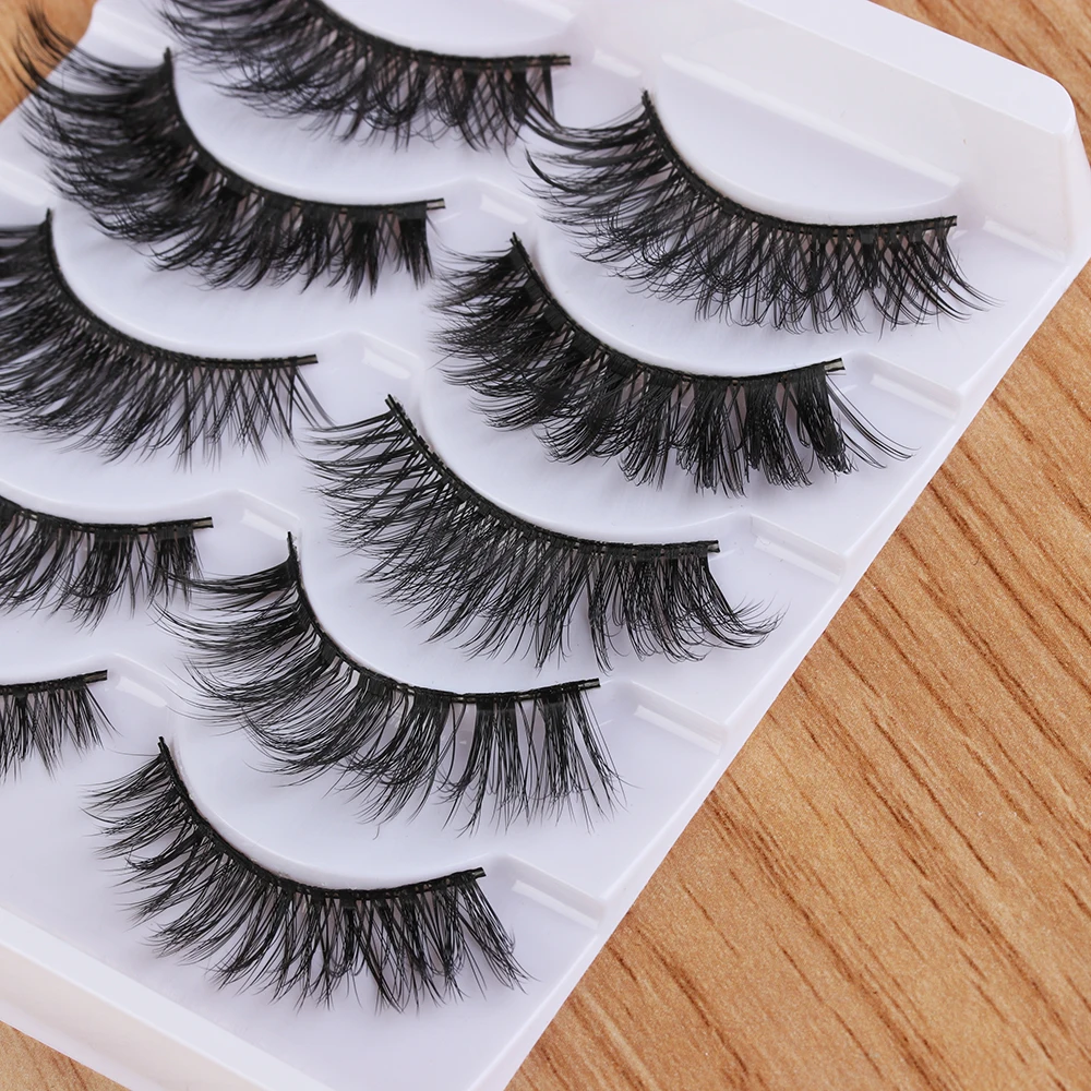 

Mixed Style Multilayer Messy Handmade False Eyelashes Soft Wispy Lashes Natural Cross Eye Lash Extension Makeup Tools 5 Pair