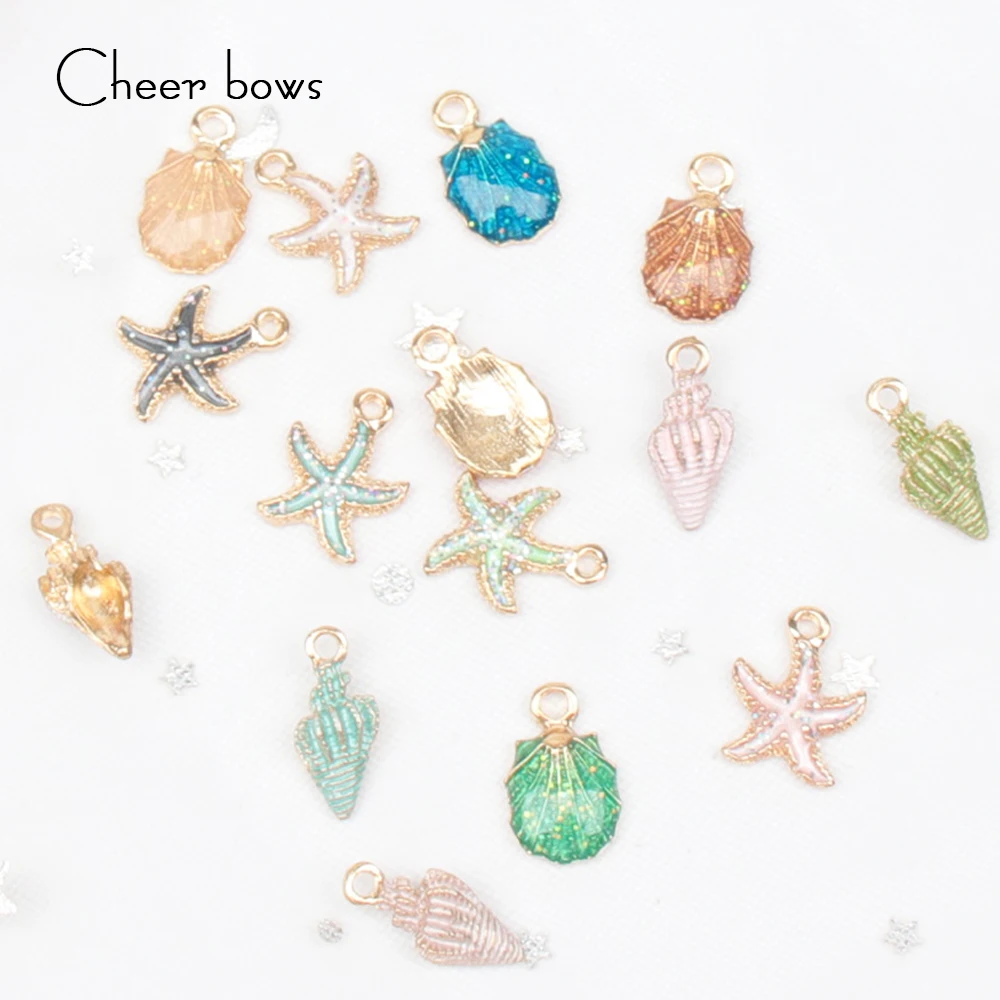 

Cheerbows 15pcs Accessories Hot Selling Fashion Popular Conch Shell Starfish Accessories Combination Key Khain Pendant Accessory