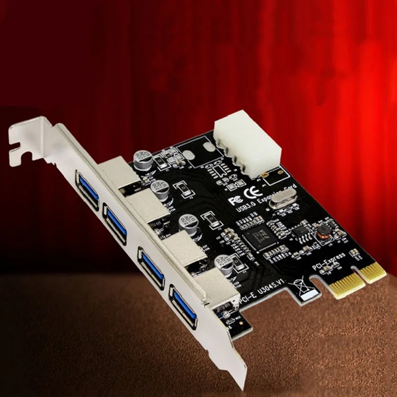 4 port USB 3.0 PCI-e Expansion Card  FAST USB 3.0 PCI-E PCIE 4 PORTS Express Expansion Card Adapter.