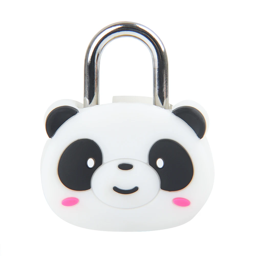 Us 2 33 31 Off Hot 1pc Metal Silicone Mini Cartoon Creative Practical Handbag Locks With Key Panda Shaped Backpack Padlock Suitcase Lock In