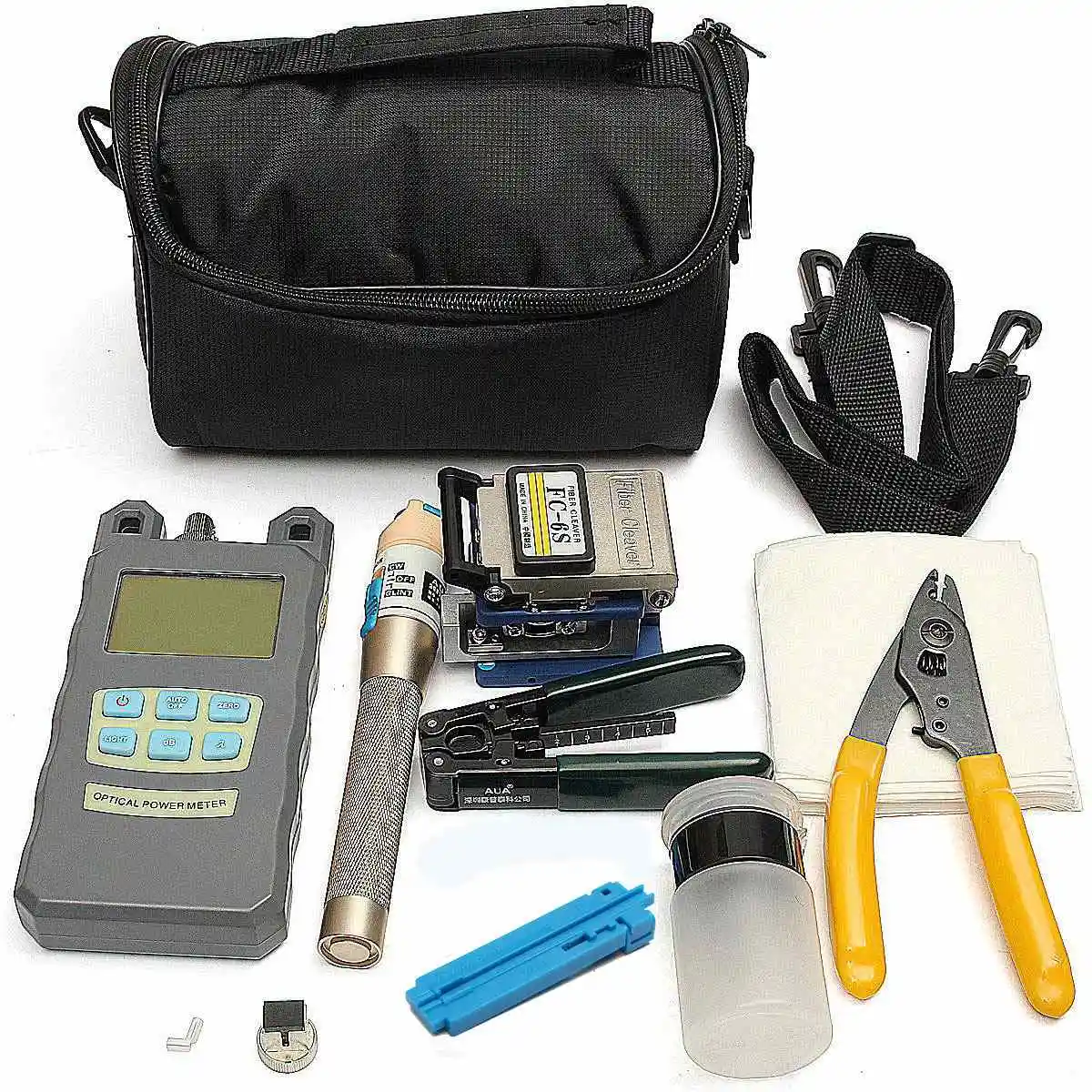 

New Fiber Optic FTTH Tool Kit with FC-6S Fiber Cleaver and High Precision Optical Power Meter Fiber Optic Stripper