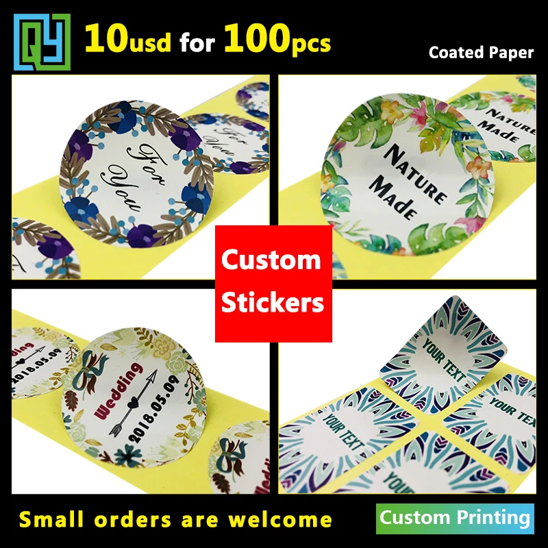 

100pcs 35mm custom label brand seal stationery sticker paper cosmetic wedding handmade thank you logo stickers adhesive labels