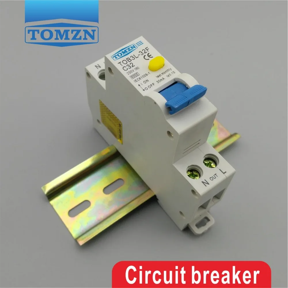 TOB3L-32F 18 мм RCBO 32A 1P+ N 6KA УЗО с защитой от перегрузки по току и утечки