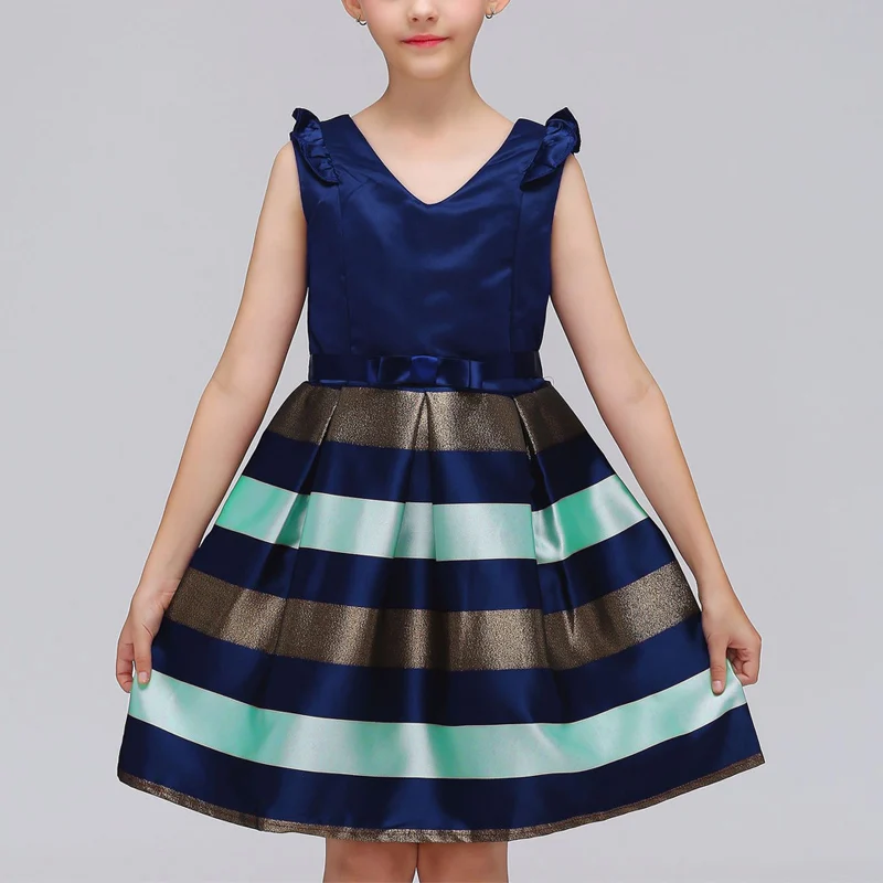 

Baby Girls Striped Dress Kids Floral Princess Flower Tutu Dresses for Wedding Party Events Wear -17 NSV775