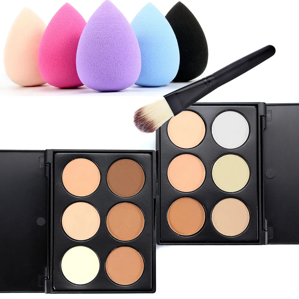 Makeup Concealer Contour Palette + 5pcs Water Sponge Puff + Makeup