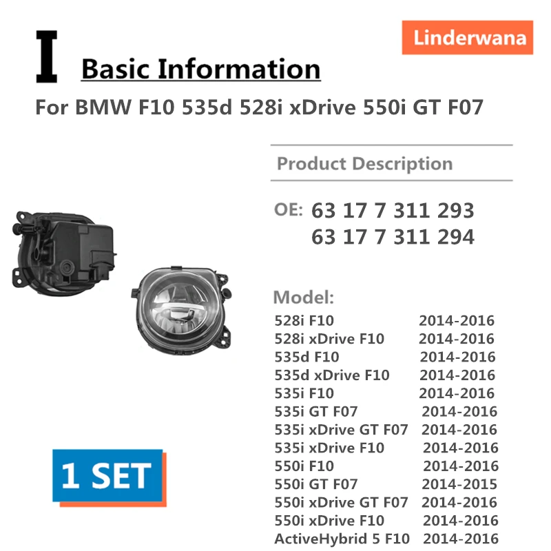 Для BMW F10 535d 528i xDrive 550i GT F07- светодиодный Противотуманные огни Противотуманные фары DRL 63177311293 63177311294