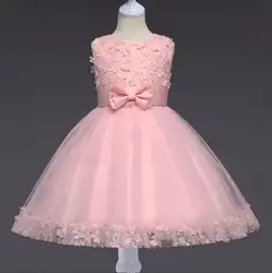 Новое Детское кружевное платье, платье с цветочным принтом, платье принцессы с бантом, бесплатная доставка