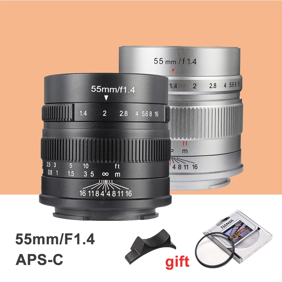 

7artisans 55mm F1.4 Portrait Manual Focus Camera Lens APS-C for Canon EOS-M Fuji Sony Olympus M4/3 Mount Mirrorless Camera Lens