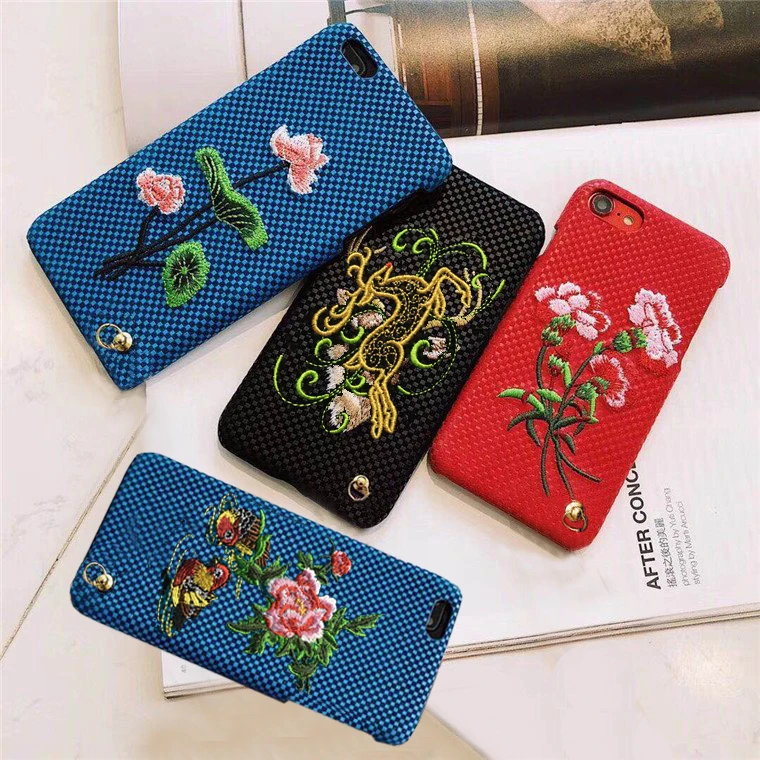 

Retro Chinese Style Phone Case For iPhone X 6s 6 7 8Plus Embroidery Fabric Back Cover Fundas For iPhone XR XS Max Protector Case
