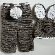 ; вязаный костюм для новорожденных; костюм для фотосъемки с изображением кролика; вязаная шапка+ штаны; Комплект для малышей из 2 предметов