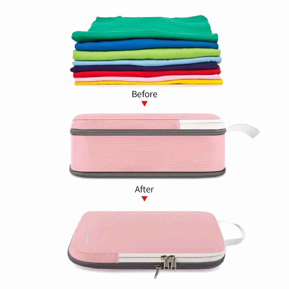 Kopen Gonex 4 Stks set Reizen Koffer Bagage Organizer Opknoping Ziplock Opbergtas Kleding Compressie Verpakking Cubes Meisje Vriend Gift