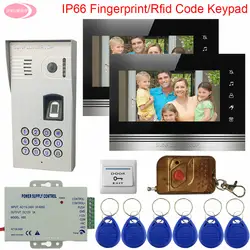 Видео вызова с монитора для двери IP65 Водонепроницаемый бытовое переговорное устройство отпечатков пальцев Rfid клавиатуры домофона