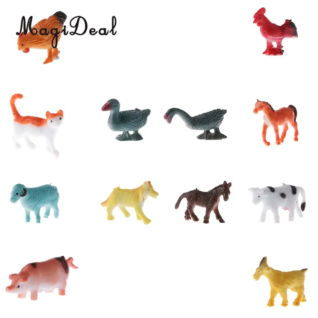 12Pcs/Pack Plastic Farm Animal Models Kids Children Baby Educational Toy Party Bag Fillers Home Desk Decoration
