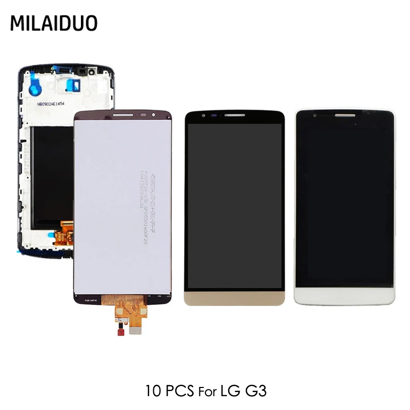

10 PCS Original LCD Display For LG G3 D850 D851 D855 Touch Screen Digitizer 5.5" With Frame Replacement Assembly 100% Tested