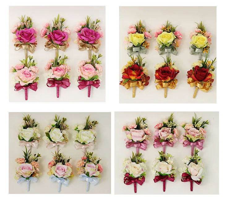 bridesmaid bracelet wedding corsage flowers roses artificial  (2)