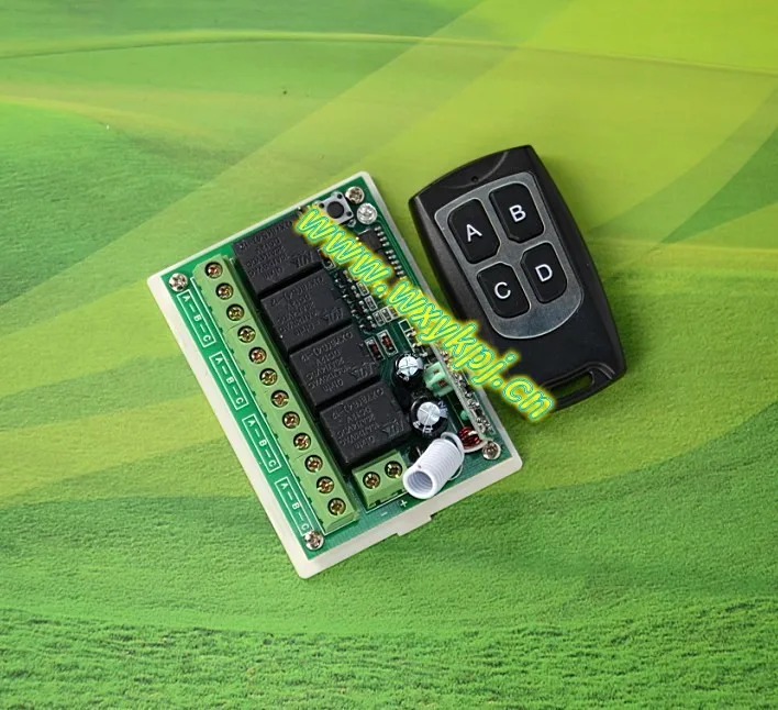 

12V 4CH Receiver & 4 Buttons Transmitter Learning Code waterproof RF wireless remote control 4 buttons remote Momentary Toggle