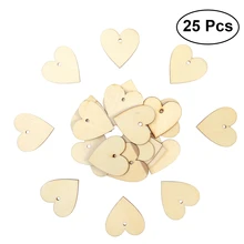 25 шт. 40 мм пустое сердце кусочки древесины диски украшения вырезы для свадьбы украшения DIY ремесла(цвет древесины