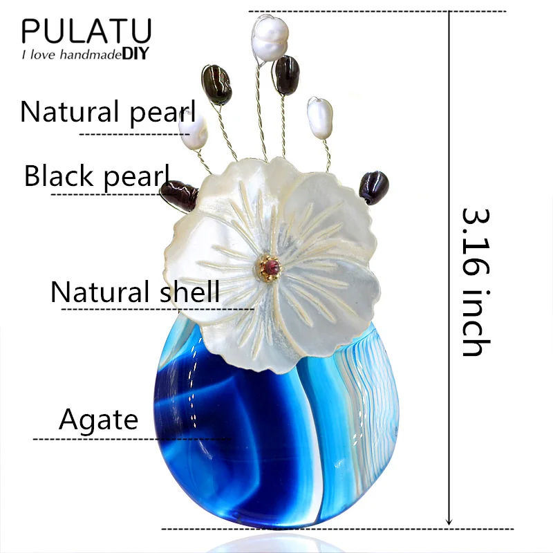 PULATU оригинальные сделанные вручную цветочные броши для Женский натуральный камень модные украшения невесты свадебные булавки брошки аксессуары