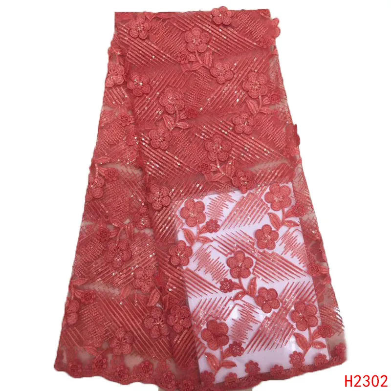 

2019 New Design Tulle Lace Fabric Sequins Embroidered African Lace Fabric Nigerian Lace For Party Dress HX2302