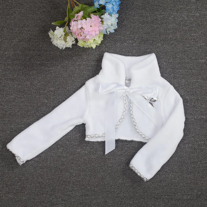Winter Baby Girls Warm Flannel Snowflake Cotton wool Coat Short Opera Cape Faux Fur White Cardigan Kids Children Clothing Cute (5)