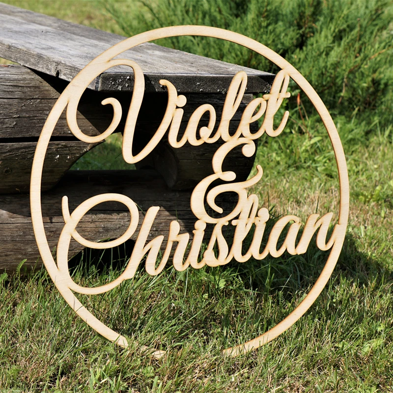Cerceau En Bois Personnalis?� Avec Nom, D?�cor De R?�ception, Panneau De Mariage, Panneau Mural 