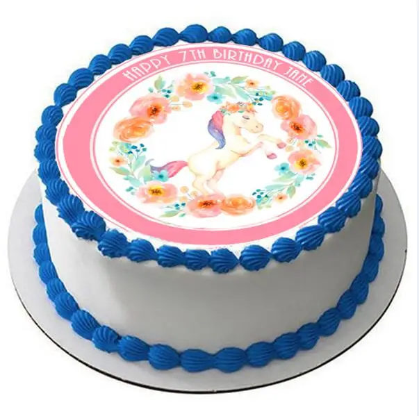 1 шт. 20 см Форма единорога съедобная Вафля бумажные инструменты для украшения торта, украшения торта на день рождения для девочек, кухонный инструмент для выпечки - Цвет: E
