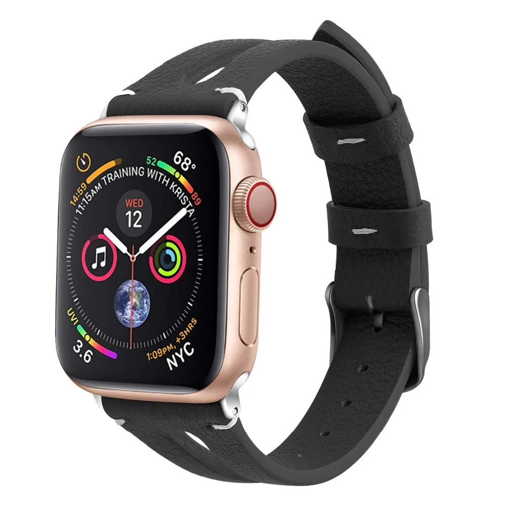 Кожаный ремешок для iWatch Series 4 3 2 Браслет для Apple Watch кожаный ремешок 38 мм 42 мм Натуральная Кожа Роза золотые браслеты 42 мм 44 мм