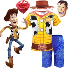 Boys T-shirt+pants Anime Toy Story 4 Woody Cosplay Costume Kids Clothes Cowgirl Short sleeve Set Halloween Carnival Party Suit