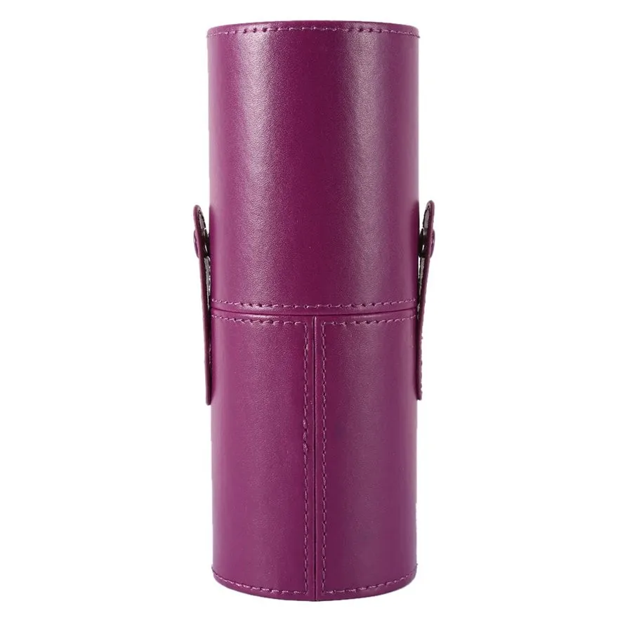 4 цвета из искусственной кожи Кисть для макияжа Круглая ручка держатель чашки Косметическая кисть кисточки в сумке Органайзер инструменты для макияжа - Цвет: Фиолетовый